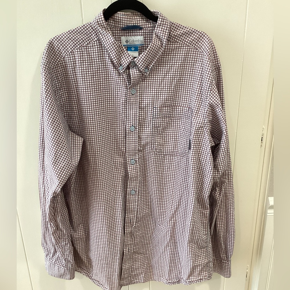Columbia Men's Button-Down Shirt - Burgundy Plaid